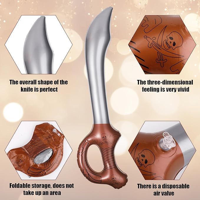 Halloween Pirate Costume Set, 8pcs Pirate Costume Accessories Including Eye Patch Red Kerchief Pirate Anchor Necklace Pirate Hook Red Cloth Belt Braided Bracelet for Kids Women