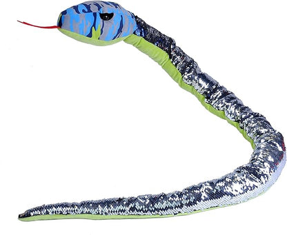 Wild Republic Sequin Snake Plush, Stuffed Animal, Plush Toy, Gifts for Kids, Blue Camo, 54"