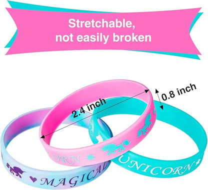 BBTO 30 Pieces Magical Unicorn Silicone Wristbands Unicorn Parties Bracelets Vibrant Unicorn Wristbands for Magic Unicorn Themed Parties