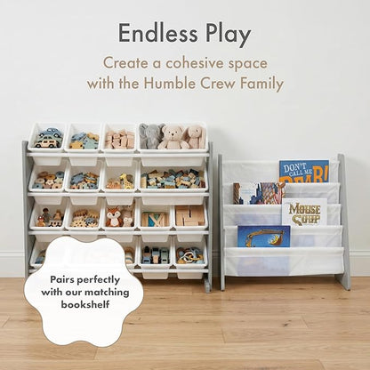 Humble Crew Supersized Toy Storage Organizer with 16 Removable Bins, Grey/White – Large Toy Storage for Toddlers Ideal for Kids' Rooms, Playrooms, and Nurseries - Modern Toy Bins for Kids
