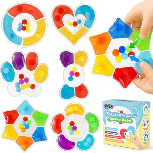 LovesTown 6PCS Color Sorting Toys, Sensory Fidget Toys for Kids Color Matching Game Travel Essenstial Birthday Gifts Goodie Bags