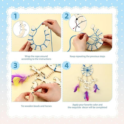 36 Pack Wooden Horse Craft for Boys and Girls Unfinished Wooden Horses Cutout DIY Dream Catcher Paintable Western Craft Supplies for Art Activity Party(Horseshoes)