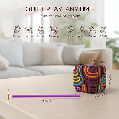 Accevo Sensory Fidget Toys for Kids Adults, Sensory Activity Board with 15 Strings, Silicone Cube Toys for Autism ADHD Anxiety Stress Relief, Stocking Stuffers for Women Men Teen Gifts
