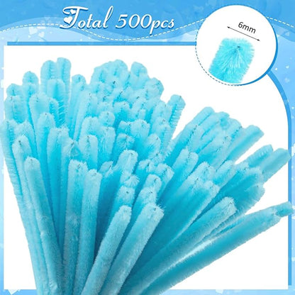 Peryiter 500 Pieces Pipe Cleaners Chenille Stems 12 Inch Craft Supplies Bulk for DIY Art and Craft Projects Creative Gift Wrapping Party Decorations(Blue,12 Inch)