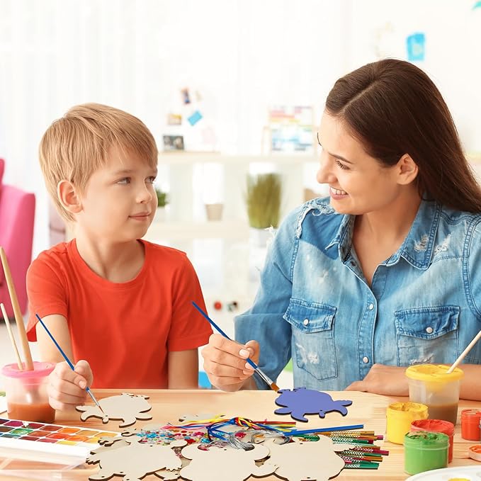 Fennoral 9 Pack Monster Wind Chime Kit for Kids Make Your Own Monster Wind Chimes Wooden Arts and Crafts for Girls Boys DIY Coloring for Christmas Art Activity Party Decoration Birthday Gifts