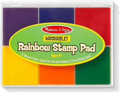 Melissa & Doug Rainbow Stamp Pad For Rubber Stamps, Arts And Crafts Supplies For Kids Ages 4+, 6 Washable Inks