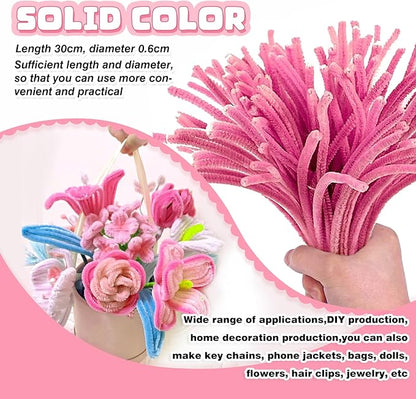 TOAOB 100pcs Pipe Cleaners Light Pink Pipe Cleaners Chenille Stems 6mm x 12 Inch Pipe Cleaners Craft Supplies for Art DIY Crafts Decorations