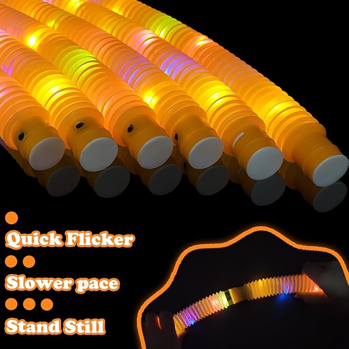 Light Up Glow Necklaces Bracelets Party Favors Accessories for Toddlers,12 PCS Orange Glow Sticks Valentines Day Pop Tubes for Toddlers,Glow Birthday Wedding Mardi Gras Party Supplies for Boys Girls