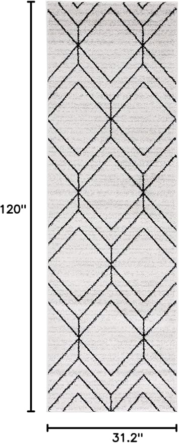 SAFAVIEH Adirondack Collection Runner Rug - 2'6" x 10', Light Grey & Black, Modern Geometric Design, Non-Shedding & Easy Care, Ideal for High Traffic Areas in Living Room, Bedroom (ADR241F)