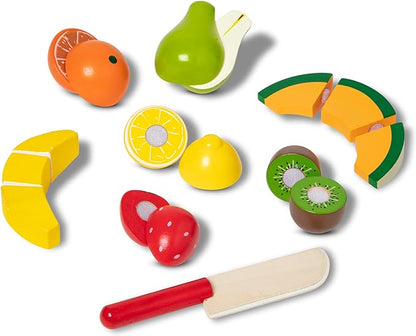 Melissa & Doug Cutting Fruit Set - Wooden Play Food Kitchen Accessory, Multi - Pretend Play Accessories, Wooden Cutting Fruit Toys For Toddlers And Kids Ages 3+