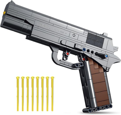 Finger Rock M1911 Pistol Model Guns Building Blocks Toy Set, DIY Simulation Handheld Gun Mechanical Model Kits, 333 pcs Collectible Construction Shootable Sniper Toys Gifts for Teens Boys Aged 14+