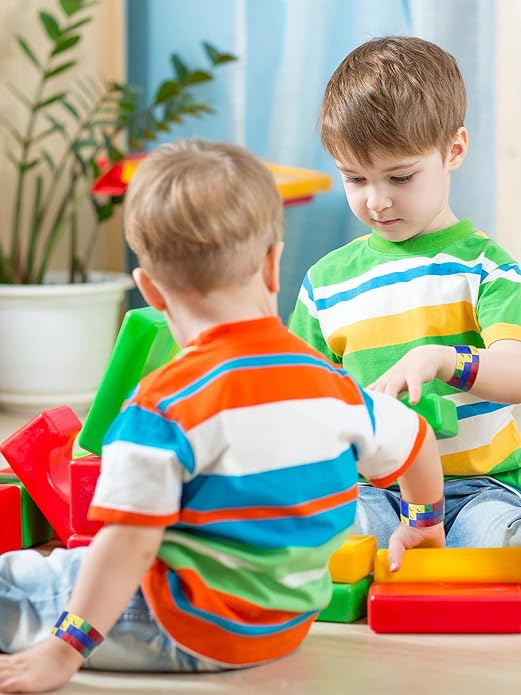 Color Brick Party Favors Kids Slap Bracelet Building Block Snap Bracelets Party Supplies for Boys Girls Party Birthday Stuffing