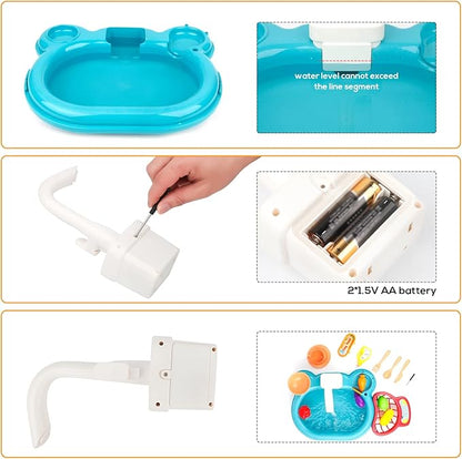 Ruibytree Play Kitchen Sink Toy, Water Toys for Kids with Electronic Dishwasher, Pretend Play Utensils Accessories and Play Cutting Food for Boys and Girls (Cute Duck)