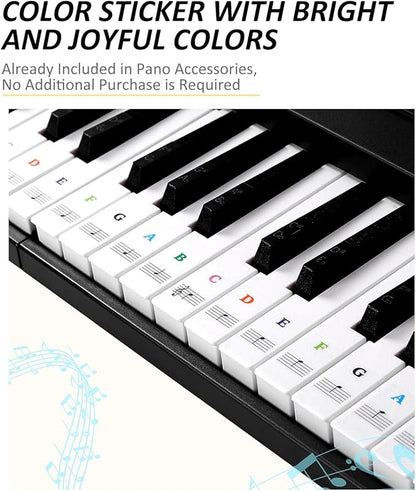 Finger Dance 61 Key Folding Piano Keyboard, Upgrand Imitation Wood Texture Keyboard Portable Piano, Bluetooth & MIDI, Foldable Keyboard Piano for Beginner - Deep Black