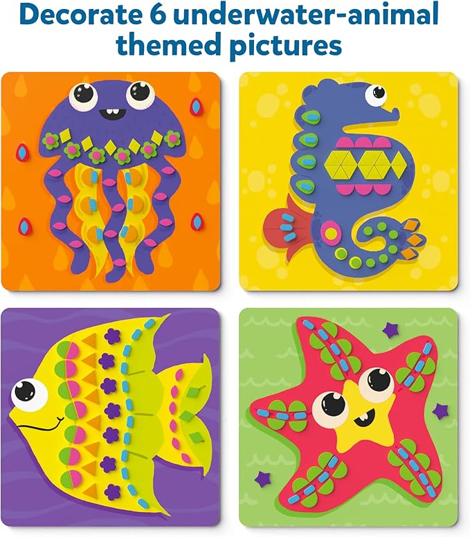 Skillmatics Art Activity - Fun with Foam Underwater Animals, No Mess Felt Sticker Art for Kids, DIY Craft Kits, Gifts for Boys & Girls Ages 3, 4, 5, 6, 7, Travel Toys