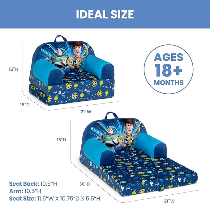 Delta Children - Toy Story Cozee Buddy Flip-Out Kids Chair, Blue