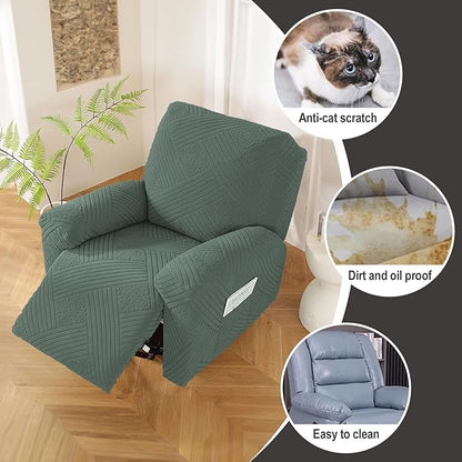 NORTHERN BROTHERS Recliner Chair Covers - Lazy Boy Recliner Covers That Stay in Place, 4 Pieces Reclining Chair Cover Recliner Slipcovers 1 Seater, Light Green