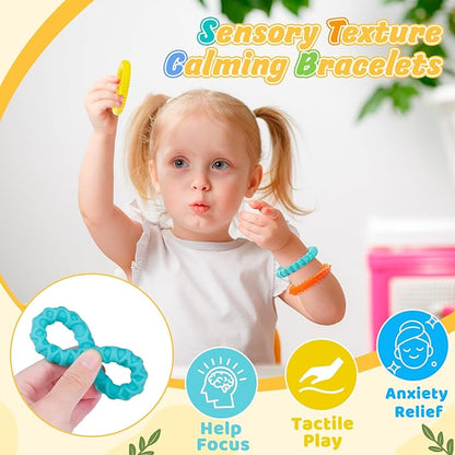 Stretchy Sensory Fidget Toys for Kids: 4 Pack Wearable Fidget Bracelets | Calming Toys for Autism Children ADHD Special Needs | Quiet Travel Toys for Toddlers Boys Girls | Fidgets for Hand