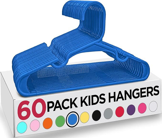 Utopia Home 60 Pack Kids Hangers - 11.5 Inch Plastic Baby Hangers for Closet - Childrens Hanger for Clothes & Infant Hanger for Closet - (Blue)