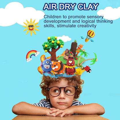 Air Dry Clay kit, EDIFON Modeling Clay Ultra Light Magic Clay with Tools, Safe and Non-Toxic Modeling Clay, Ideal Gift for Kids (48 Colors + Tools)