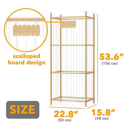SpaceAid Stuffed Animal Storage Organizer, Wood Animals Zoo Toy Plushies Storage Holder, Large Capacity Plush Toy Cage for Playroom Organization, 22.8" Wide, Natural