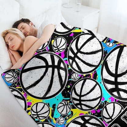 Custom Basketball Blanket - Soft Flannel Sports Basketball Blankets for Teens Adults Women Men Basketball Lovers - Warm Basketball Throw Blankets for All Season Lap, Chair, Sofa, Couch, Bed - 80"x60"