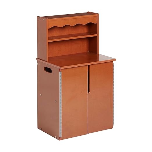 ECR4Kids Play Kitchen Storage Cupboard, Wooden Playset, Dark Walnut