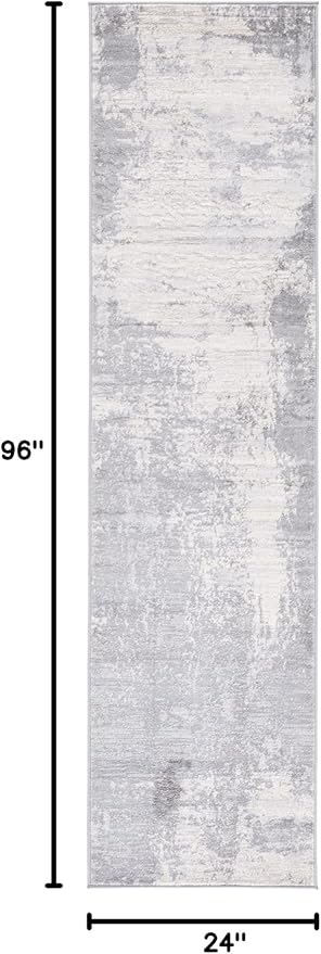 SAFAVIEH Jasper Collection Runner Rug - 2' x 8', Light Grey & Ivory, Modern Abstract Design, Non-Shedding & Easy Care, Ideal for High Traffic Areas in Living Room, Bedroom (JSP101F)