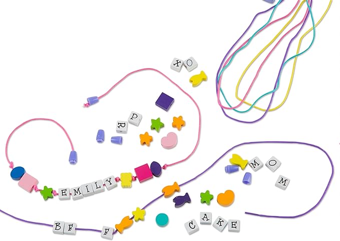 Melissa & Doug Created by Me! Alphabet Beads Deluxe Wooden Stringing Beads, 200+ Beads and 8 Laces for Jewelry-Making