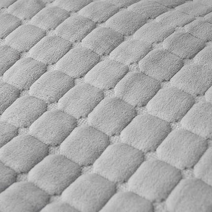 Quilted Recliner Chair Covers, Plush Non Slip Chair Slipcover Soft Washable Couch Cover Furniture Protector with Elastic Straps and Pocket for Kids, Dogs, Pets (Grey, 1 Seater)