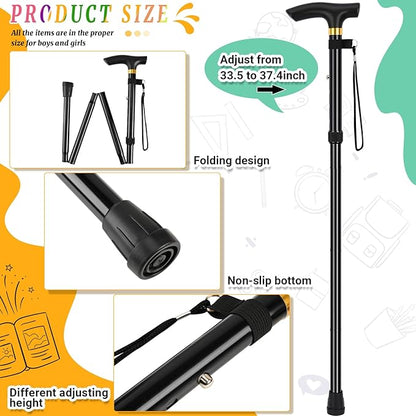 9 PCS 100 Days of School Old Lady Wig Set Include Wig Glasses Necklace Bracelet Glasses Chain Bag Cane and Stickers