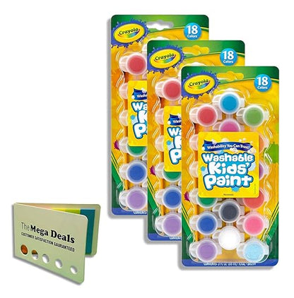Crayola Washable Kids Finger Paint Assorted Colors, Pack of 3 | Includes 5 Color Flag Set