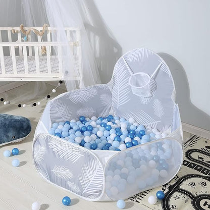 GOGOSO Ball Pit Balls Blue Balls for Ball Pits, Baby Pool for Babies, Kids, Toddlers, Boys, Phthalate Free BPA Free, Pack of 100 with Storage Bag, with Color Pearl Blue, Light Blue, White