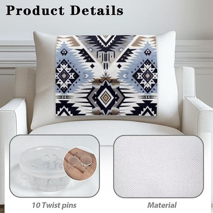 Blue Aztec Headrest Covers for Recliners Easy to Install Headrest Slipcovers Covers Pet Scratch Resistant Couch Headrest Covers for Sofa 3 Pack