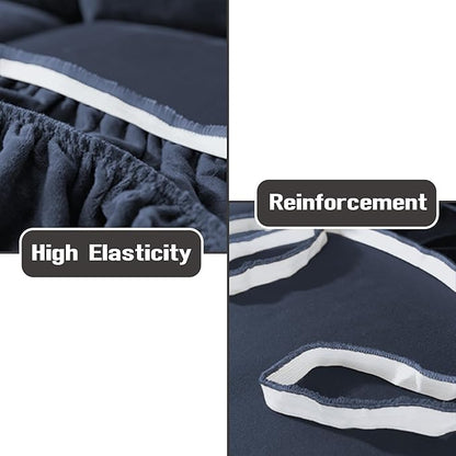 NORTHERN BROTHERS Stretchy Recliner Chair Covers, Velvet Recliner Covers, Lazy Boy Chair Cover (Dark Blue, 3 Seat)