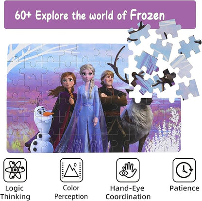 Princess Puzzles for Kids Ages 4-8 60 Pieces Puzzles for Kids Ages 3-5 Princess Puzzle for Girls and Boys Toys Jigsaw Puzzles in a Metal Box Educational Puzzles (Princess 0680)