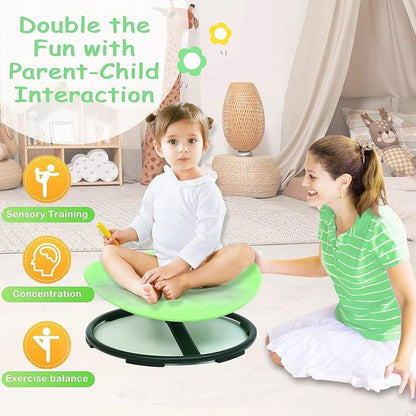 Kids Sensory Swivel Chair,Spin Chair for Autistic Kids,Sensory Spinning Toy Chair,Kids Coordination Sensory Swivel Products for Ages 3 Years and UP,Training Body Coordination(Green)