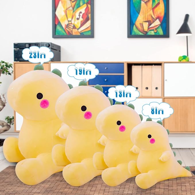 Cute Dinosaur Plush Toys Fat Dinosaur Stuffed Animals Toys Dolls, Dinosaur Plush Toy Soft Stuffed Animal Dino Plushies Doll Cute Birthday Gifts for Kids Girls Boys (Yellow,23in)