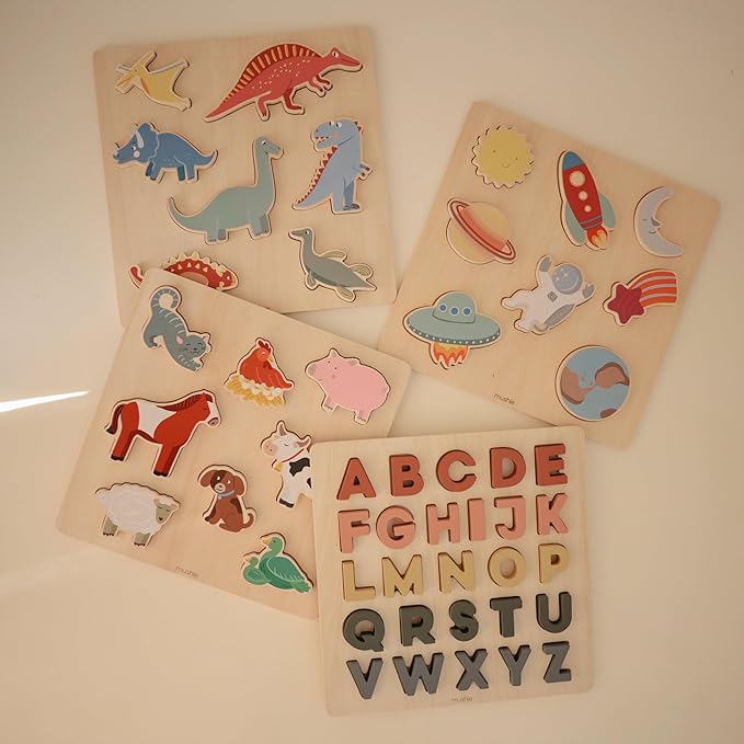 mushie Wooden Farm Puzzle | for Kids 3 Years+ | Preschool Educational & Toddler Montessori Toys (6 pcs)