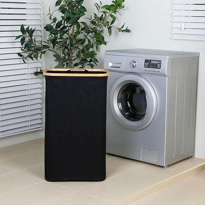 iEGrow Laundry Hamper with Lid, 110L Large Laundry Hamper with Handle and Lid, Collapsible Clothes Basket Organizer with Removable Inner Bag for Clothes Toys Towels - Black