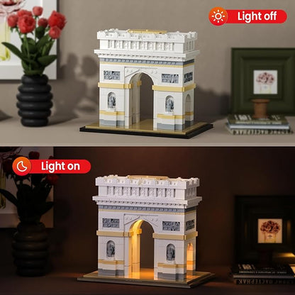 itshWOee Architecture Arc De Triomphe Building Set, Paris Collectible City Landmark Architectural Building Toys with Lights, Home Décor Paris Gift for Adults and Kids Age 6+