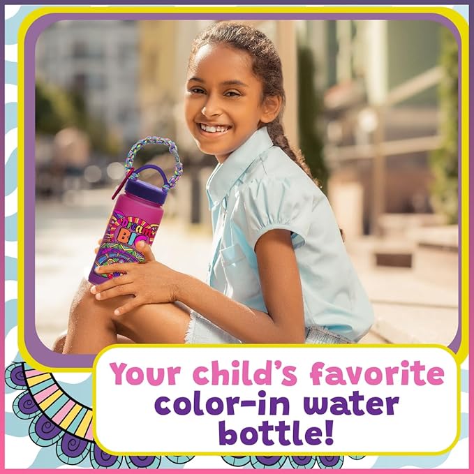 PURPLE LADYBUG Decorate Your Own Water Bottle for Girls Craft Set - Gifts for 6 Year Old Girl, 10 9 8 7 Year Old Girl Gifts, Fun Coloring Crafts for Girls Ages 6-8, School Water Bottles for Kids