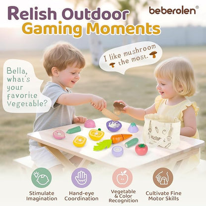 Play Food Sets for Kids Kitchen Wooden Food Toys for 3 Year Old Girl Boy Toddler Cutting Pretend Play Set Learning Toys Birthday Gift 1 2 3 Year Old Vegetables