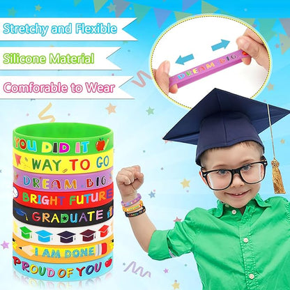 JUNEBRUSHS 24pcs Kindergarten Graduation Party Favors Silicone Bracelets Preschool Graduate Rubber Wristbands Supplies for Class of 2024 Graduation Kindergarten Preschool Party Favors Accessories