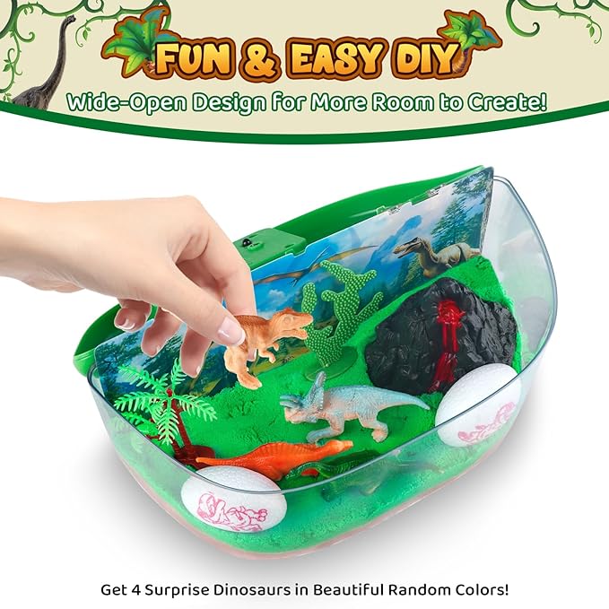 Dinosaur Terrarium Kit Gifts for Kids - DIY Night Light Up with Remote - Dinosaur Toys Arts and Crafts for Boys Fun Christmas Birthday Gifts for Ages 4 5 6 7 8 9 10 + Year Old Easter Dino Science Kits