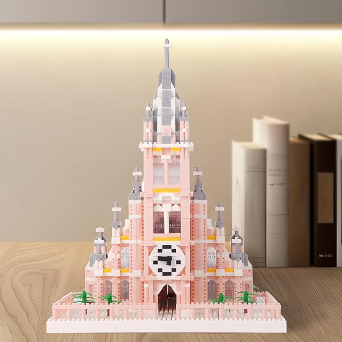 Micro Mini Building Blocks Pink Church Model Building Set Famous Architecture Model Building Kit