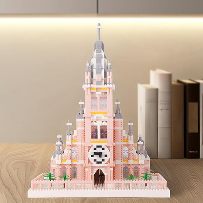 Micro Mini Building Blocks Pink Church Model Building Set Famous Architecture Model Building Kit