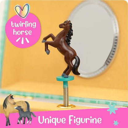 Giggle & Honey Musical Horse Jewelry Box for Girls - Kids Dancing Horse Music Box with Mirror, Horse Gifts for Little Girls, Childrens Birthday Gift, Ages 3-10