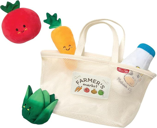 Melissa & Doug Multi-Sensory Market Basket Fill & Spill Toy - Pretend Play Food Menus Grocery Toys, Sorting And Stacking Multi-Sensory Toys For Infants And Toddlers Ages 1+