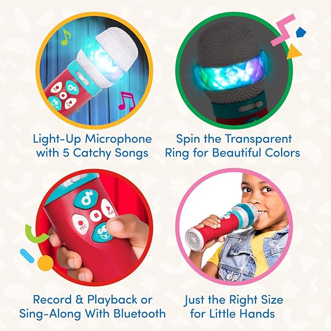 Battat – Toy Karaoke Mic – Light – Up & Voicechanging Microphone – Record & Playback – Sing – Along with Bluetooth – 3+ Years– Musical Light Show Microphone